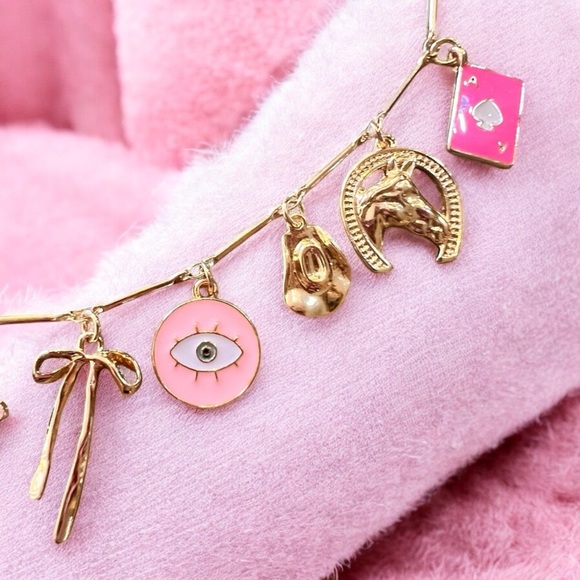 Gold and Pink toned Cowboy Charm necklace - Picture 7 of 17